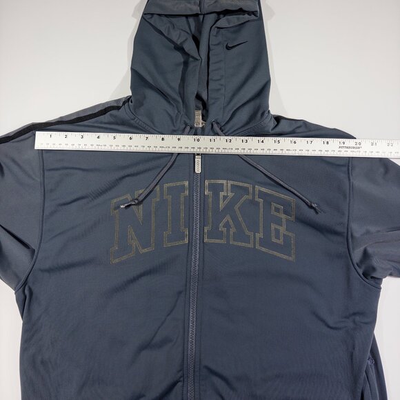 Vintage Nike Men's Full Zip Hooded Sweatshirt Grey Y2K - Size Medium - Picture 7 of 9
